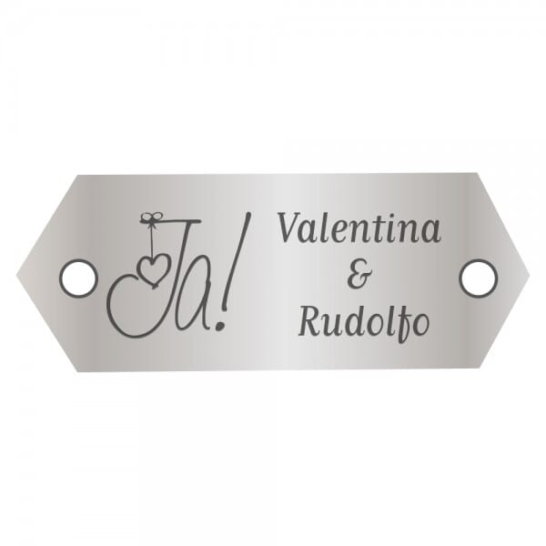 Hochzeitsschild aus Aluminium (Gravurmaß 45x18 mm - 2 Zeilen)