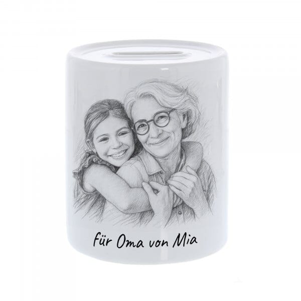 Spardose mit Bleistiftzeichnung &amp; Individualisierung