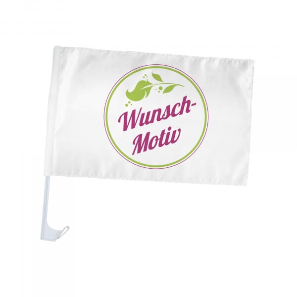 Individuelle Autofahne mit Halterung (400 x 300 mm) – Bedruckte Autoflagge für Werbung, Events &amp; Fan