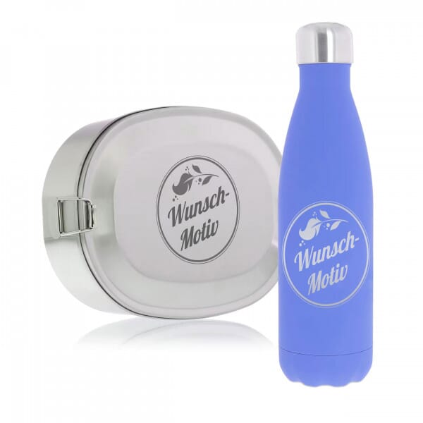 Brotdose &amp; Thermosflasche / Isolierflasche mit Kindermotiv und individueller Gravur