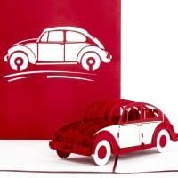 Colognecards Pop-Up Karte VW Käfer rot &amp; weiss