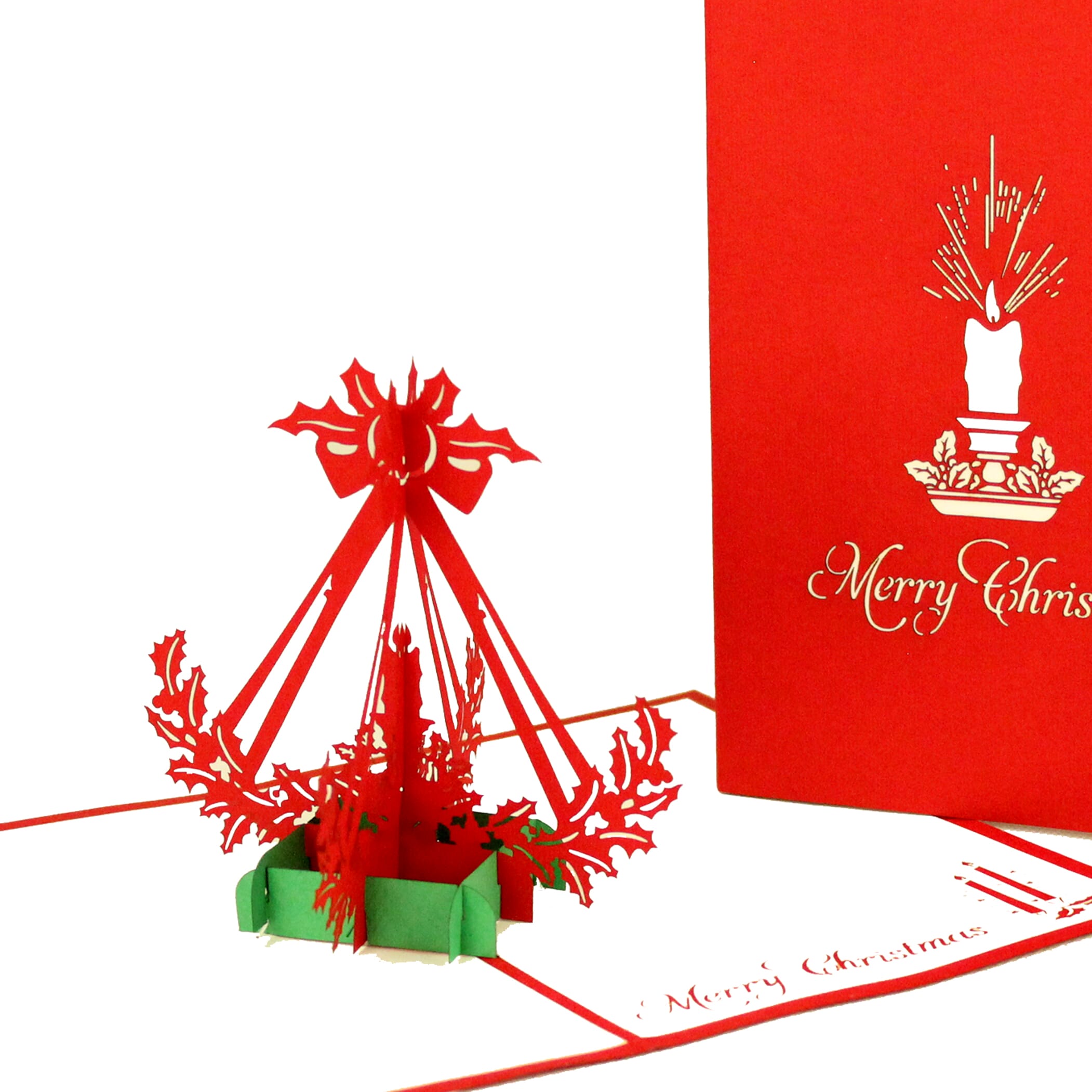 Colognecards Pop-Up Karte Tannenbaum Merry Christmas rot von stempel-fabrik