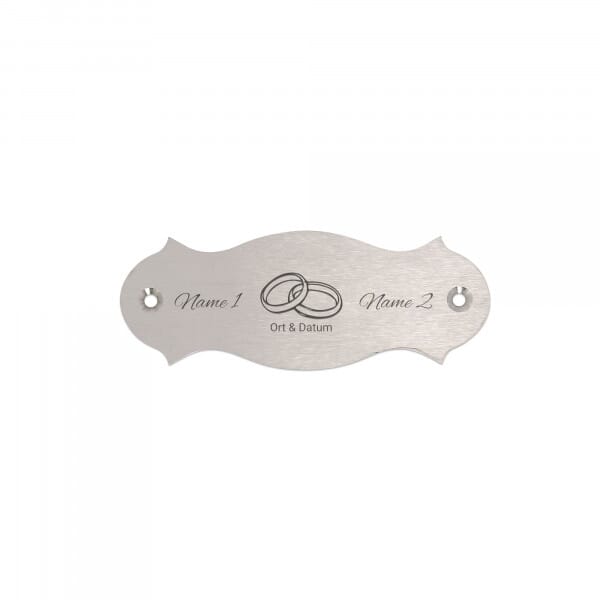 Hochzeitsschild aus Edelstahl mit Gravur – 120 × 45 mm