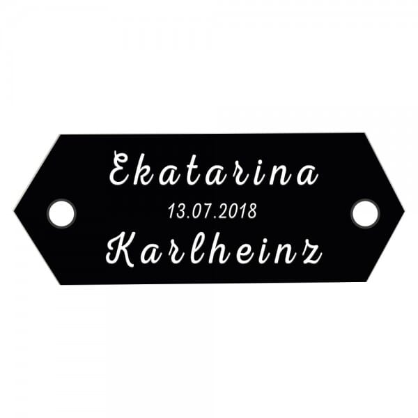 Hochzeitsschild aus Aluminium (Gravurmaß 45x18 mm - 2 Zeilen)